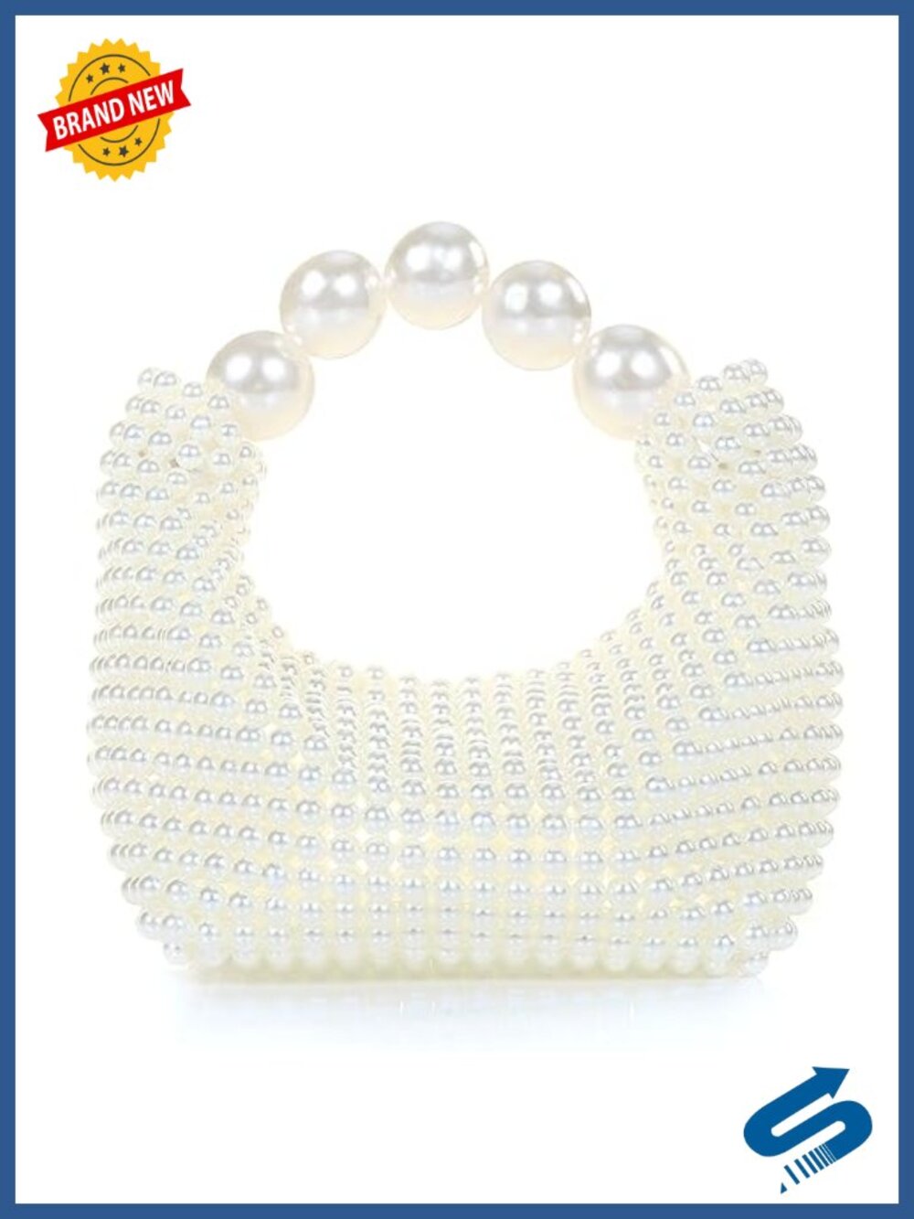 Faux Pearl Clutch Handbag Glittering Evening Bag Party Wedding Prom Purse